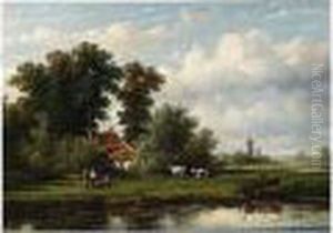 Anglers In A Polder Landscape