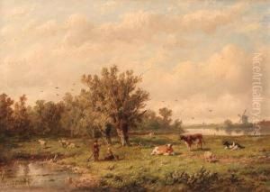 A Landscape With A Peasant Couple And Cattle