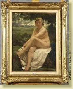 Baigneuse Au Bord De L'eau by Gustave Vanaise