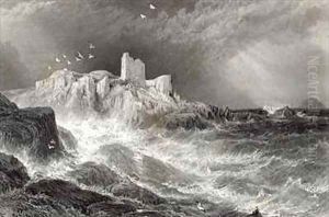 Turnbury Castle by Myles Birket Foster