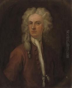 Portrait Of A Gentleman, Half-length, In A Feigned Oval by John Vanderbank