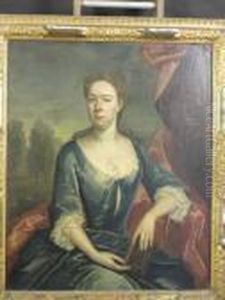 Portrait Of A Gentleman,
Three Quarter Length,
In A Brown Coat And An Embroidered Waistcoat; Portrait Of A Lady,
Three Quarter Length,
Seated In A Blue Dress And Holding A Book by John Vanderbank