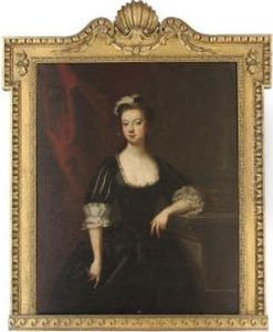 Portrait Of Lady Lucy Montagu 
(d.1734), Countess Of Guilford,three-quarter-length, In Black Classical 
Dress And Black Plumedcap, Her Left Arm Resting On A Plinth