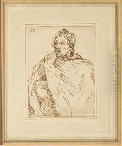 Portrait Of A Man With Cloak; And A Companion Drawing