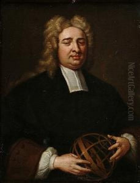 Portrait Of Nicholas Saunderson,
 Mathematician, Half-length, In A Black Gown And With His Hands Resting 
On An Armilliary Globe - view 1