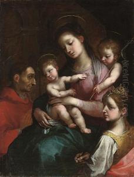 The Madonna And Child With The
Infant Saint John The Baptist, Saintcharles Borromeo, And Saint Justina
Of Padua - view 1