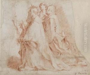 A Kneeling Priest And Two Acolytes by Francesco Vanni