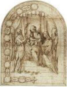 Design For An Altarpiece: The 
Mystic Marriage Of Saint Catherine Ofsiena With Saint John The Baptist