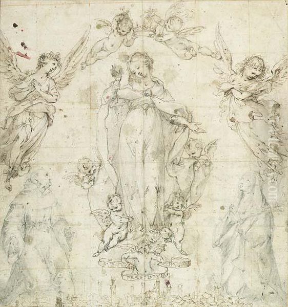 The Madonna As Protectress Of Siena With Saint Bernardino And Saintcatherine Of Siena - view 1