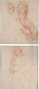 : A Study Of A Young Architect Holding A Scroll And A Separate Study Of Another Head by Ottavio Vannini