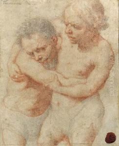 Two Dwarfs Wrestling by Ottavio Vannini