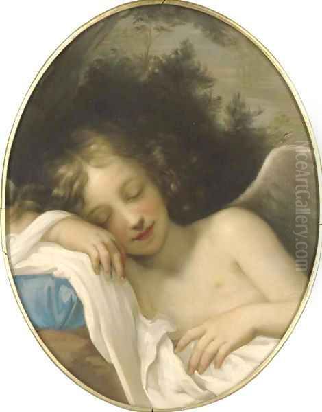 Sleeping Cupid, in a feigned oval - view 1