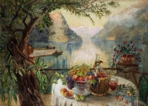 Paesaggio Lacustre Con Natura Morta
