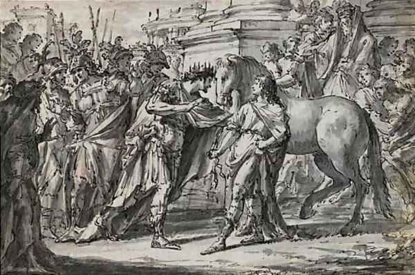 Le roi Philippe II de Macedoine offrant le cheval Bucephale à son fils Alexandre - view 1