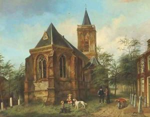 The church of Eemnes-Buitendijks children by the village church by Jan Czn. Fabius