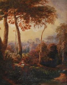 Figure Reading By A Wooded Stream by Cornelius Varley
