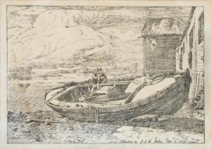Aboatyard Scene by Cornelius Varley