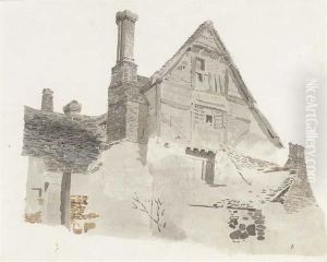 Study Of A Timber-framed Gabled Farmhouse by Cornelius Varley