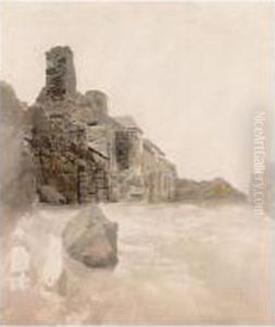 Study Of Cottages by Cornelius Varley