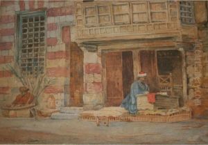 Two Arab Figures Before A House Two Arab Figures Before A House