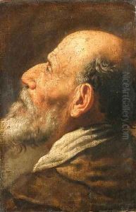 The head of a bearded man, a fragment by Domenico Fetti