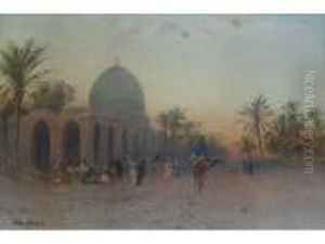 Arabs By A Temple, Sunset Arabs By A Temple, Sunset