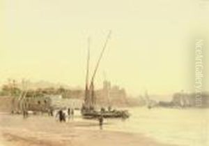 Feluccas Moored On The Nile At Sunset