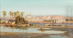 View Of The Mosque Of The Citadel From Gezira, Cairo