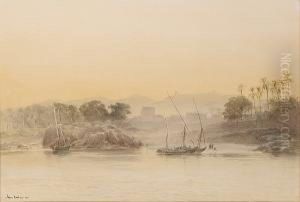 A Cataract On The Nile; The Temple Of Isis At Philae, A Pair by John Jnr. Varley