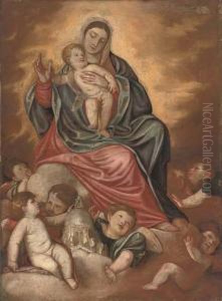 The Madonna And Child With Putti
 And A Model Of The Church Of Santa Maria Della Salute, Venice - view 1