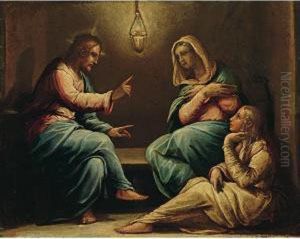 Cristo Nella Casa Di Marta E Maria by Giorgio Vasari
