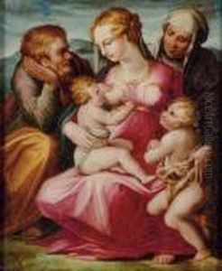 The Holy Family With Elizabeth And The Infant St. John The Baptist by Giorgio Vasari