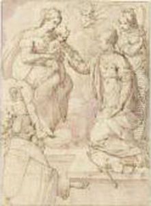 The Mystic Marriage Of St. Catherine, With Two Saints In The Foreground The Mystic Marriage Of St. Catherine, With Two Saints In The Foreground