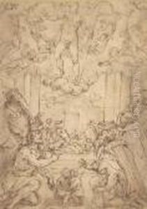 The Resurrection With Saints Andrew, John The Baptist, Cosmas Anddamian by Giorgio Vasari