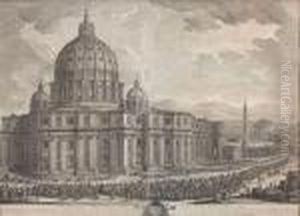 Drei Ansichten Des Petersdoms: Vorplatz, Ruckansicht Undinnenansicht