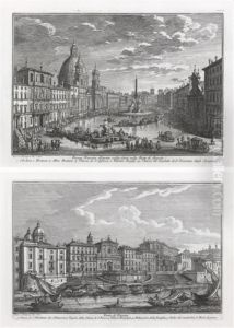 Differentes Vues De Places Et D'eglises De Rome : Piazza S by Giuseppe Vasi