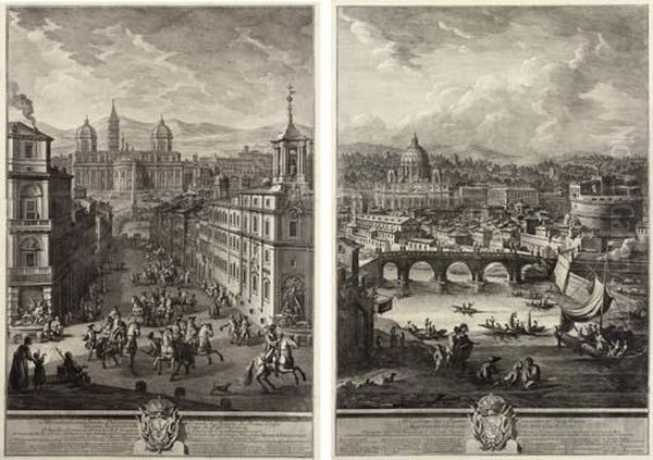 La Veduta Della Basilica Di S. 
Maria Maggiore Dalla Parte Verso Le Quattro Fontane; Il Prospello Della 
Citta Leonina, Che Si Vede Colla Basilica Vaticona, Ponte E Castel S. 
Angelo; Veduta Della Basilica Di S. Paolo Fuori Delle Mura Ed Adiacenze 
Da - view 1