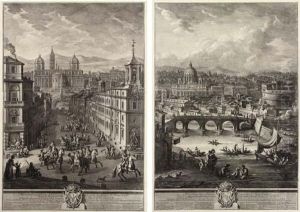 La Veduta Della Basilica Di S. 
Maria Maggiore Dalla Parte Verso Le Quattro Fontane; Il Prospello Della 
Citta Leonina, Che Si Vede Colla Basilica Vaticona, Ponte E Castel S. 
Angelo; Veduta Della Basilica Di S. Paolo Fuori Delle Mura Ed Adiacenze 
Da by Giuseppe Vasi