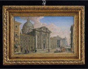 Veduta Di Roma Con Le Chiese Di S. Carlo E S. Ambrogio Al Corso by Giuseppe Vasi