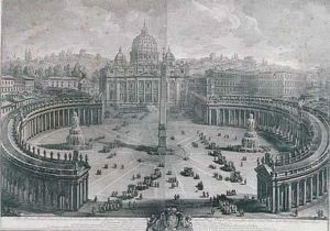 A) Piazza San Pietro A Roma - B) L'interno Della Basilica Di San Pietro A Roma by Giuseppe Vasi