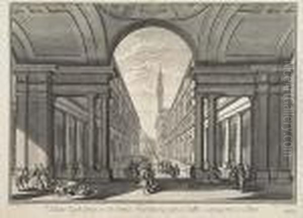 Veduta Degli Uffizi, O Sia Curia Fiorentina Presa Dalla Loggia Presso Arno - view 1