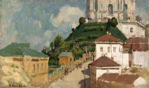 View Of A Town At The Foot Of A Cathedral