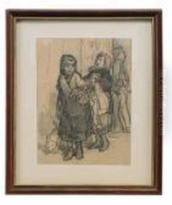 Study Of Figures By A Doorway And Study Of Heads by Viktor Vasnetsov