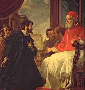 Michelangelo and Pope Julius II by Anastasio Fontebuoni