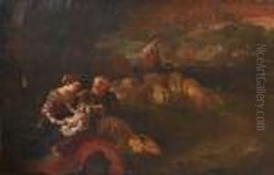 An Extensive Landscape With The Rest On The Flight Into Egypt by Antonio Maria Vassallo