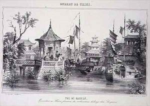 View of Canton showing female sailors in their sampans from The War in China