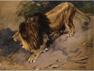 A Roaring Lion by Geza Vastagh
