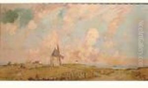 Paysage Au Moulin En Normandie by Ernest Vauthrin