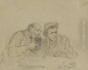 A Scene At An Inn. by Benjamin I Vautier