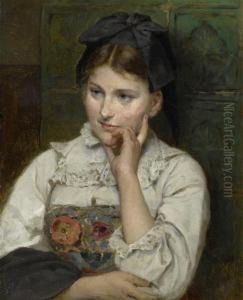 Portrait Of A Girl In Costume by Benjamin I Vautier